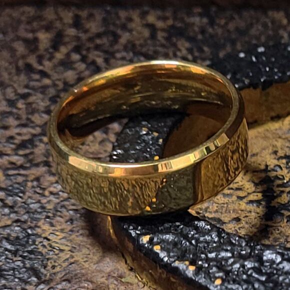 Personalized Engraved Men's Gold Promise Ring  or Wedding Band - Picture 12 of 12